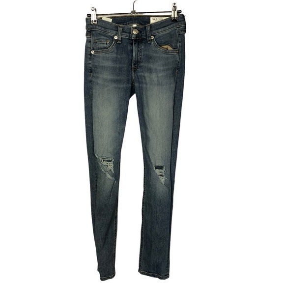 Rag & Bone Mid Rise Capri Distressing Light Murray Wash 23 - Picture 2 of 4